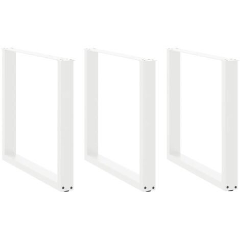 Dining Table Legs U-Shaped 3 pcs White 90x(72-73) cm Steel vidaXL