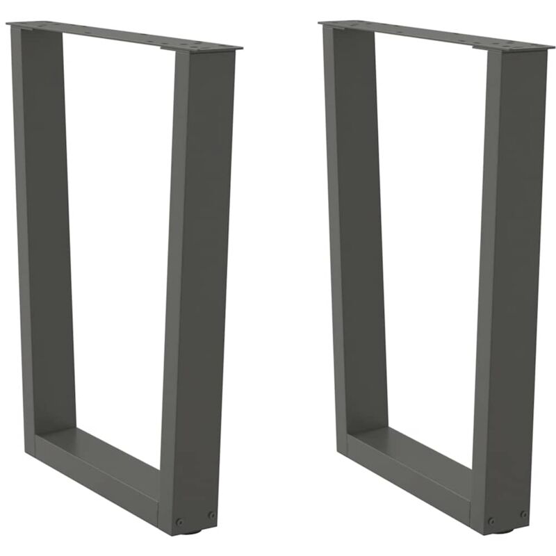 vidaXL Dining Table Legs V-Shape 2 pcs Anthracite 70x(72-73.3) cm Steel - Black, Black