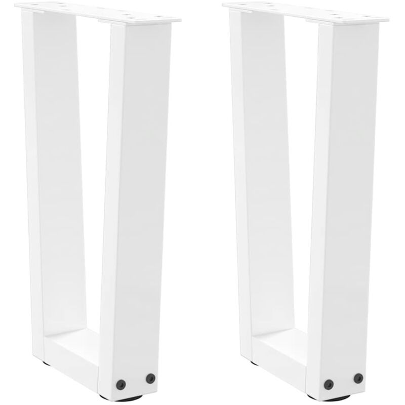 vidaXL Coffee Table Legs V-Shape 2 pcs White 38x(42-43.3) cm Steel, White