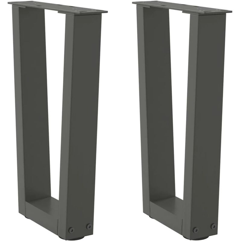 vidaXL Coffee Table Legs V-Shape 2 pcs Anthracite 28x(42-43.3) cm Steel - Black, Black