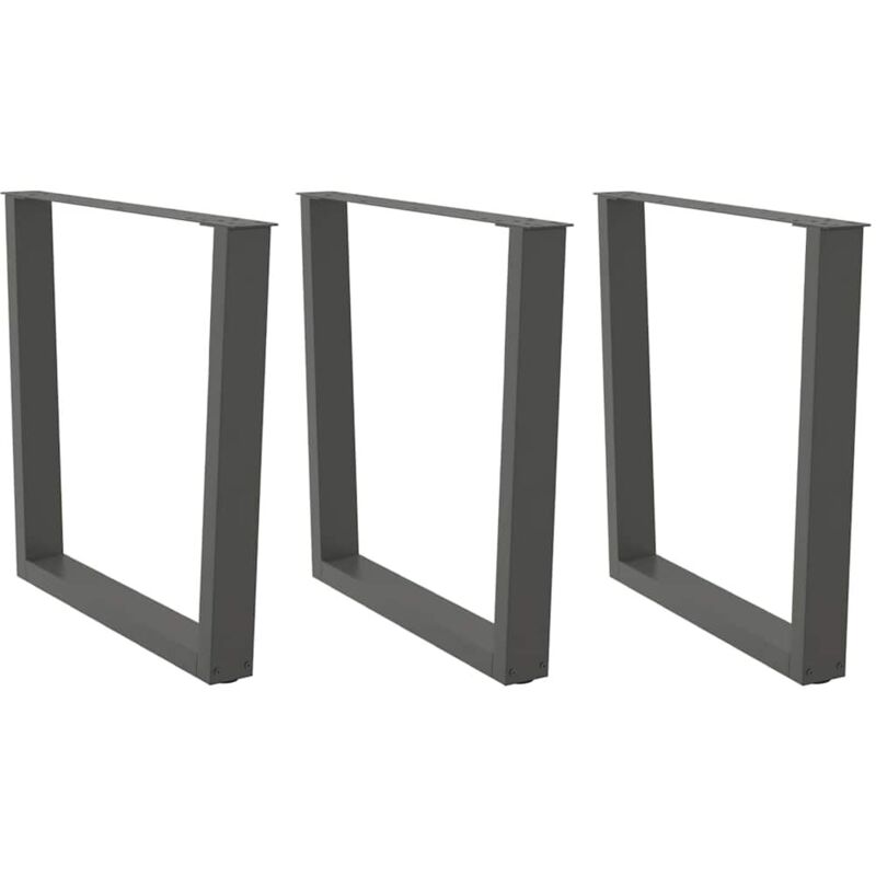 vidaXL Dining Table Legs V-Shape 3 pcs Anthracite 80x(72-73.3) cm Steel - Black, Black