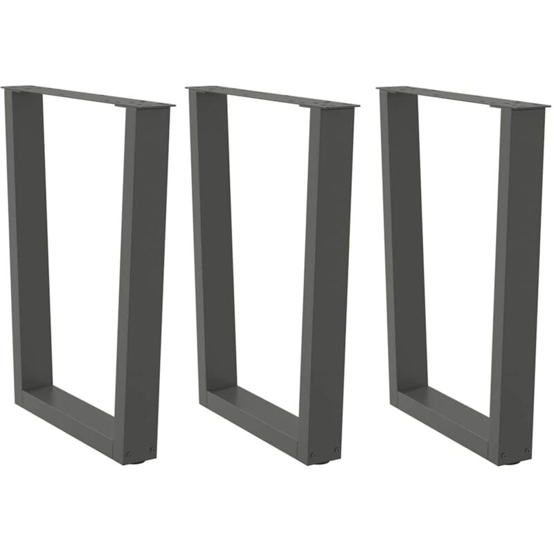 vidaXL Dining Table Legs V-Shape 3 pcs Anthracite 70x(72-73.3) cm Steel - Black, Black