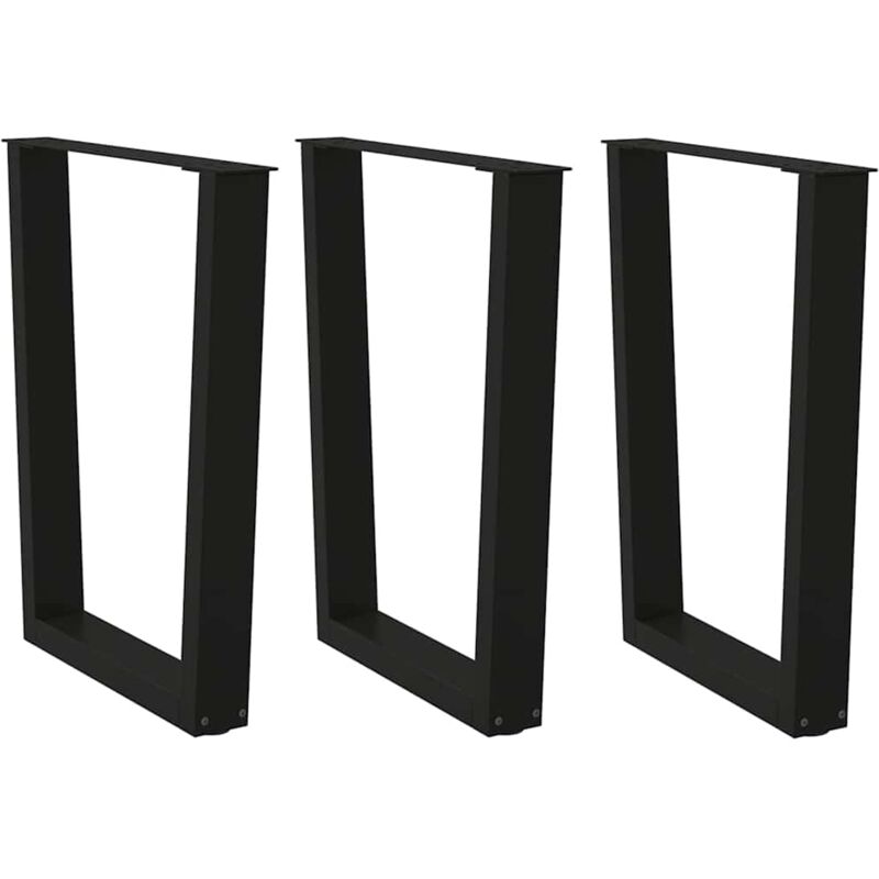 vidaXL Dining Table Legs V-Shape 3 pcs Black 70x(72-73.3) cm Steel, Black