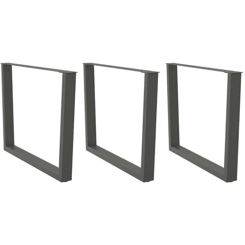 vidaXL Dining Table Legs V-Shape 3 pcs Anthracite 100x(72-73.3) cm Steel - Black, Black