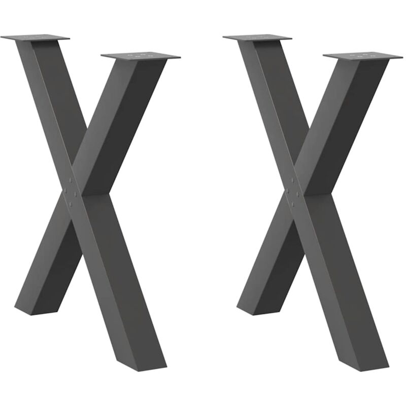 vidaXL Dining Table Legs X-Shaped 2 pcs Anthracite 80x(72-73) cm Steel - Black, Black