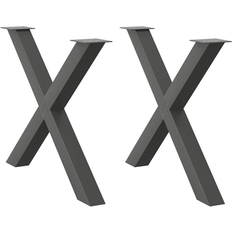 Dining Table Legs X-Shaped 2 pcs Anthracite 90x(72-73) cm Steel vidaXL