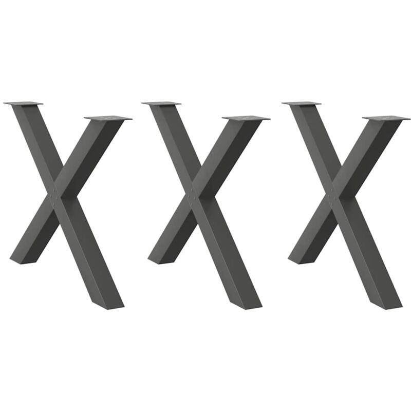 vidaXL Dining Table Legs X-Shaped 3 pcs Anthracite 90x(72-73) cm Steel, Black