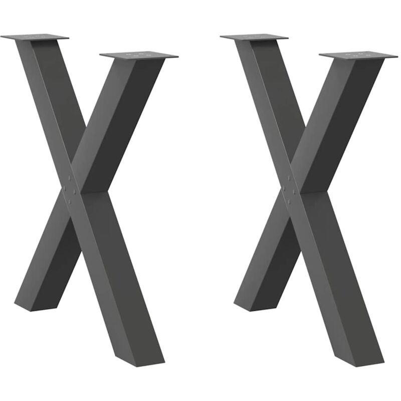 vidaXL Dining Table Legs X-Shaped 2 pcs Anthracite 70x(72-73) cm Steel - Black, Black