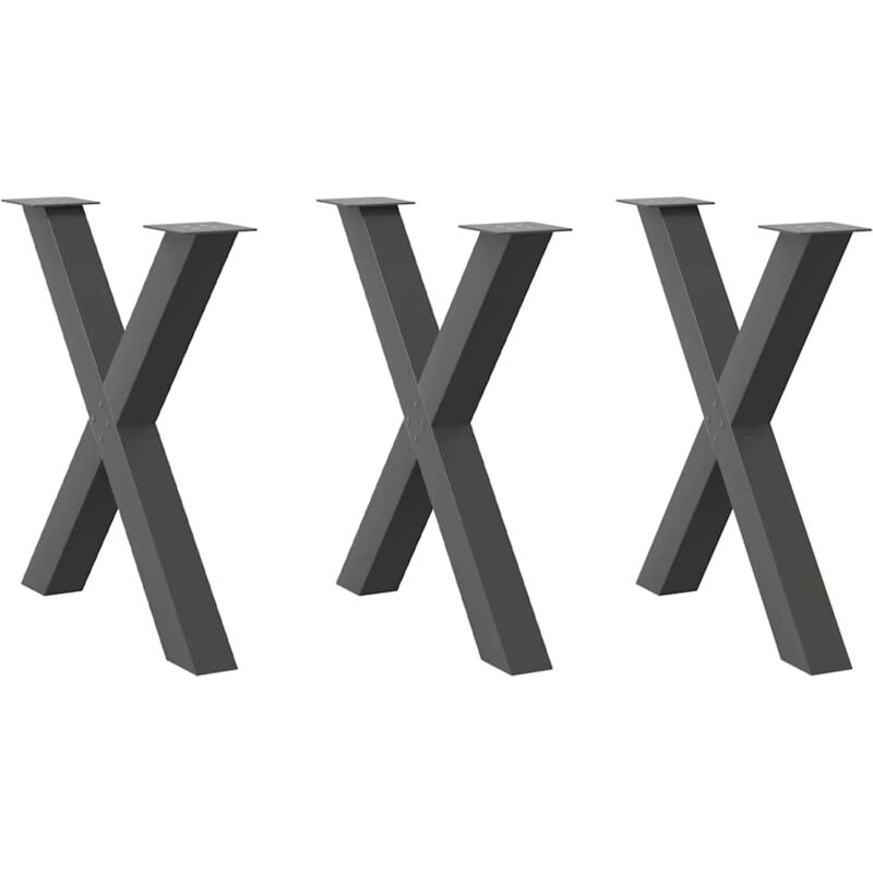Dining Table Legs X-Shaped 3 pcs Anthracite 70x(72-73) cm Steel Vidaxl