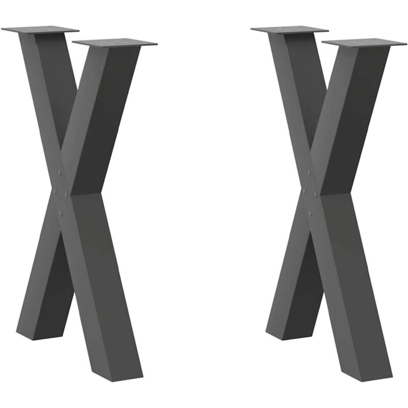 vidaXL Dining Table Legs X-Shaped 2 pcs Anthracite 60x(72-73) cm Steel, Black
