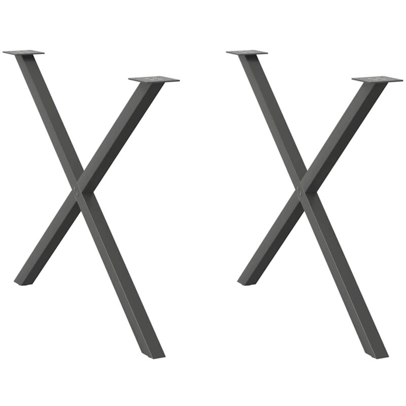 vidaXL Dining Table Legs X-Shaped 2 pcs Anthracite 90x(72-73) cm Steel, Black