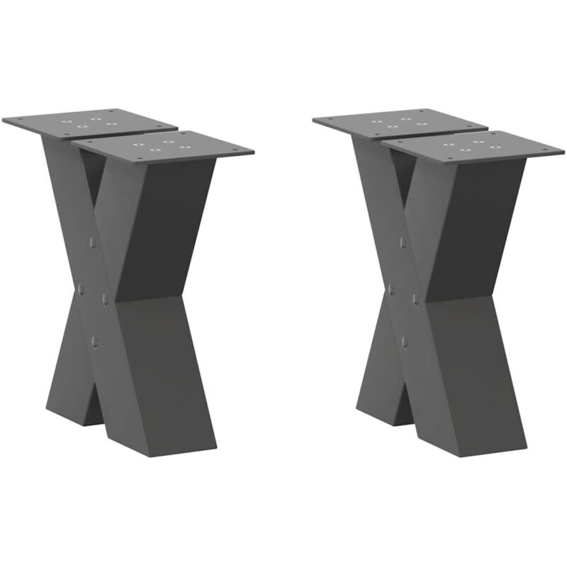 vidaXL Coffee Table Legs X-Shaped 2 pcs Anthracite 30x(30-31) cm Steel, Black