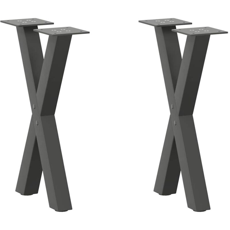 vidaXL Coffee Table Legs X-Shaped 2 pcs Anthracite 38x(42-43) cm Steel - Black, Black