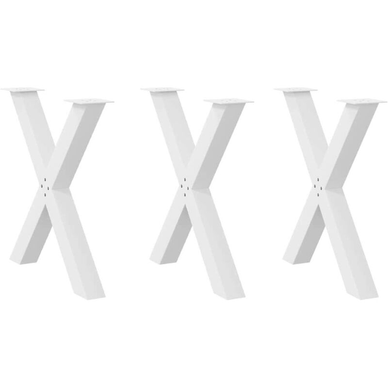 vidaXL Dining Table Legs X-Shaped 3 pcs White 80x(72-73) cm Steel, White