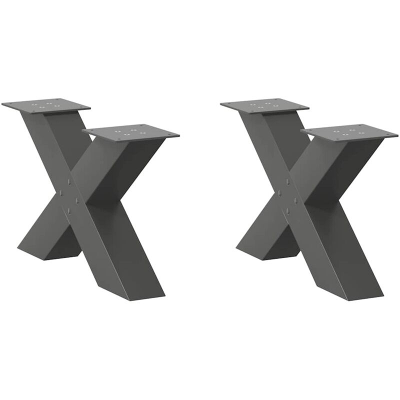 vidaXL Coffee Table Legs X-Shaped 2 pcs Anthracite 50x(30-31) cm Steel - Black, Black