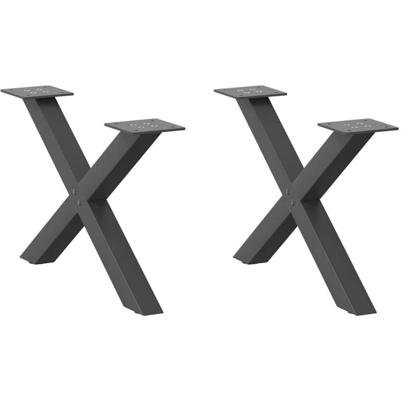vidaXL Coffee Table Legs X-Shaped 2 pcs Anthracite 50x(30-31) cm Steel - Black, Black