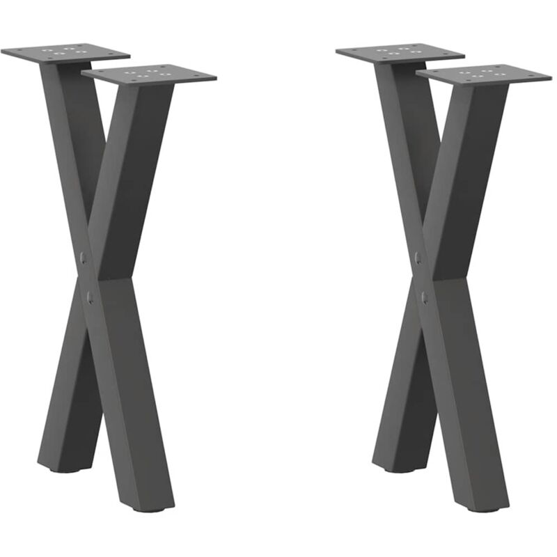 vidaXL Coffee Table Legs X-Shaped 2 pcs Anthracite 28x(42-43) cm Steel - Black, Black