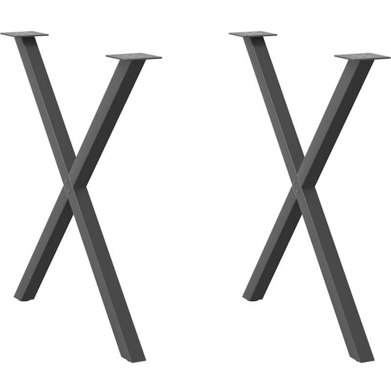 vidaXL Dining Table Legs X-Shaped 2 pcs Anthracite 80x(72-73) cm Steel - Black, Black