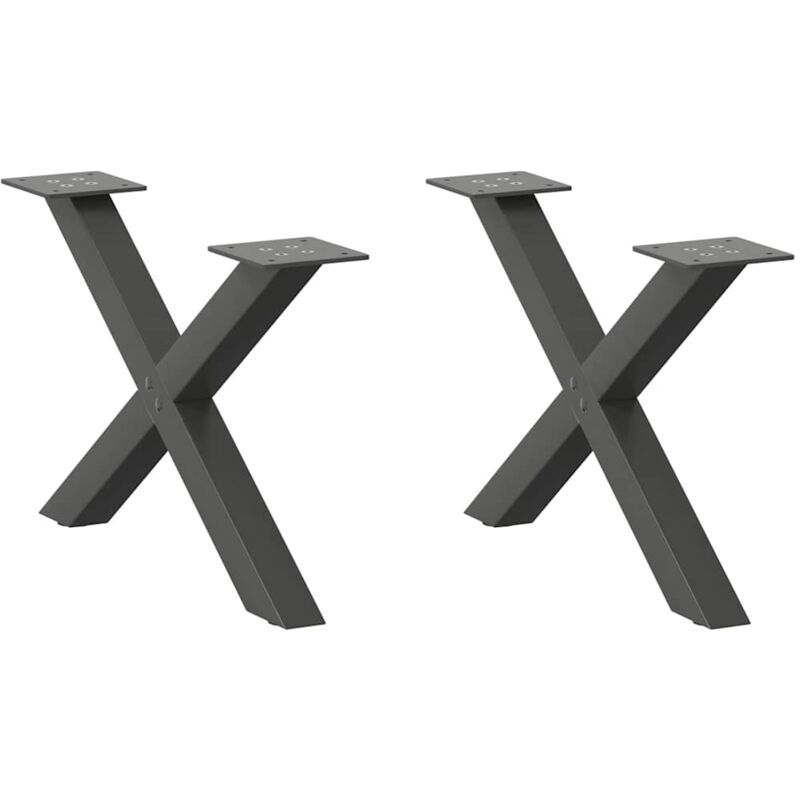 vidaXL Coffee Table Legs X-Shaped 2 pcs Anthracite 60x(30-31) cm Steel - Black, Black