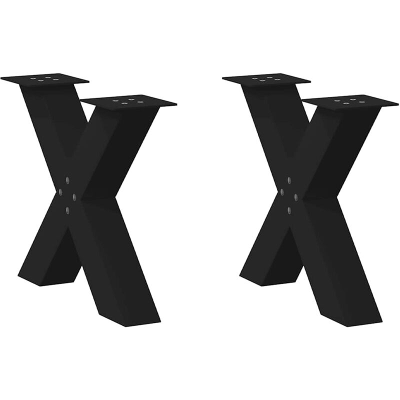 Coffee Table Legs X-shaped 2 Pcs Black 60x(42-43) Cm Steel Vidaxl