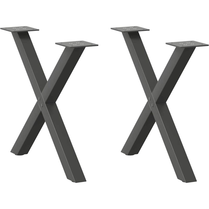 vidaXL Coffee Table Legs X-Shaped 2 pcs Anthracite 60x(42-43) cm Steel - Black, Black