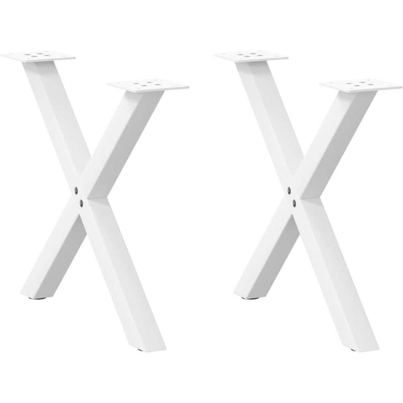 vidaXL Coffee Table Legs X-Shaped 2 pcs White 60x(42-43) cm Steel, White