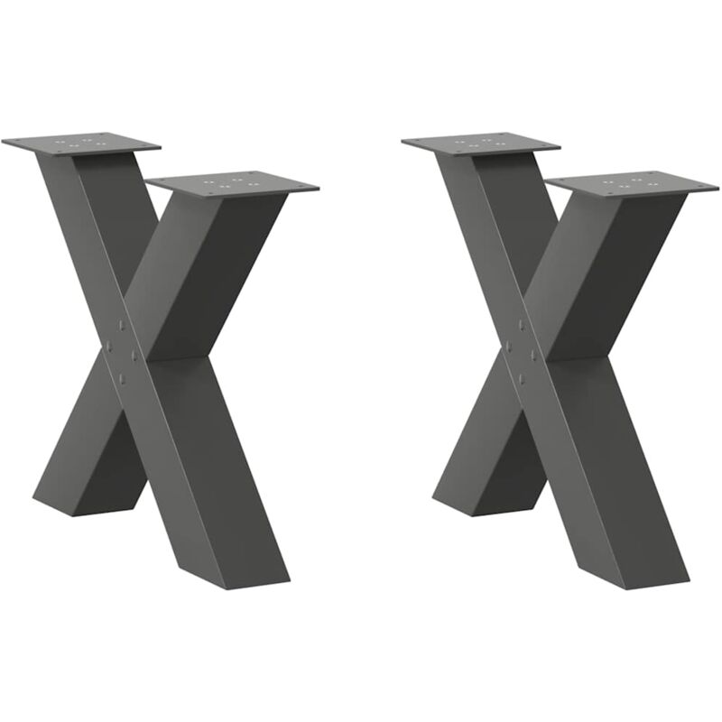 vidaXL Coffee Table Legs X-Shaped 2 pcs Anthracite 60x(42-43) cm Steel - Black, Black