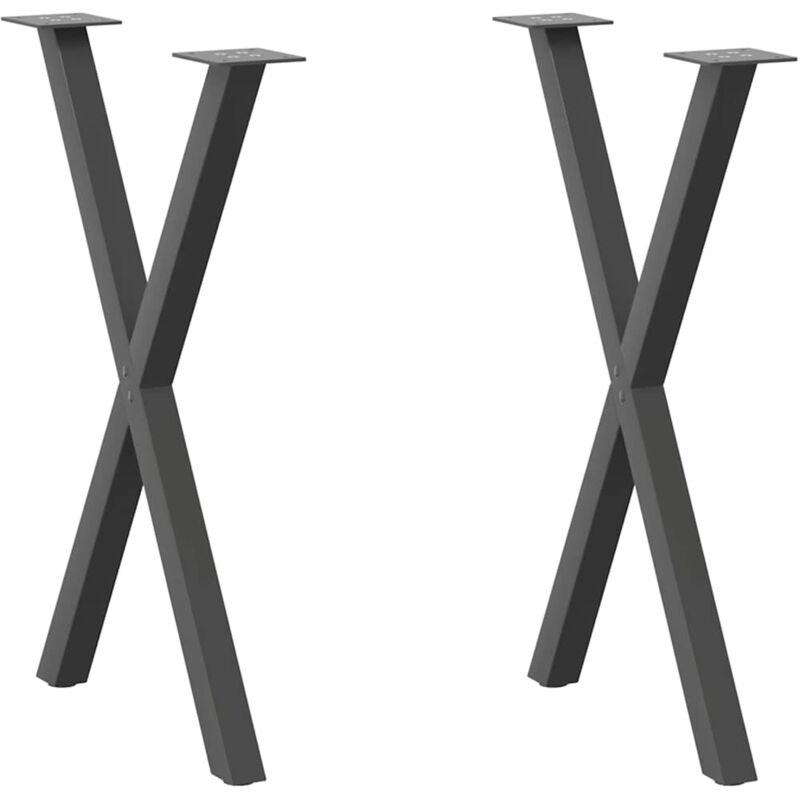 vidaXL Dining Table Legs X-Shaped 2 pcs Anthracite 57x(72-73) cm Steel, Black