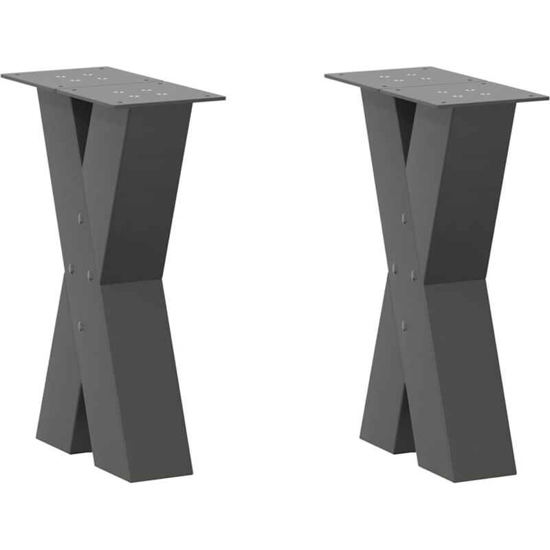 vidaXL Coffee Table Legs X-Shaped 2 pcs Anthracite 38x(42-43) cm Steel - Black, Black