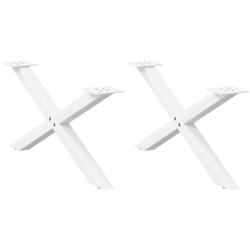 vidaXL Coffee Table Legs X-Shaped 2 pcs White 70x(30-31) cm Steel, White