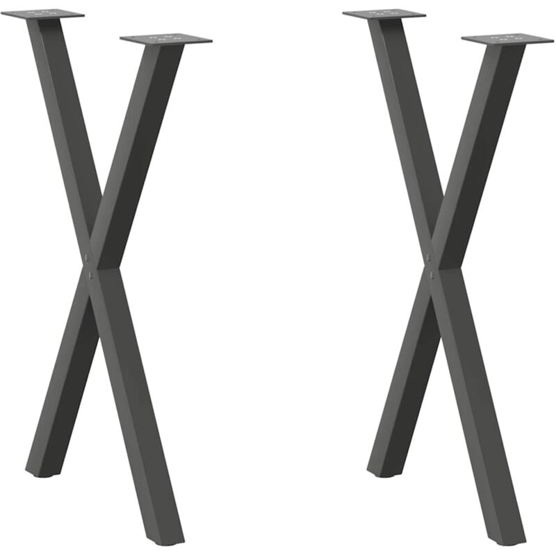 vidaXL Dining Table Legs X-Shaped 2 pcs Anthracite 50x(72-73) cm Steel - Black, Black