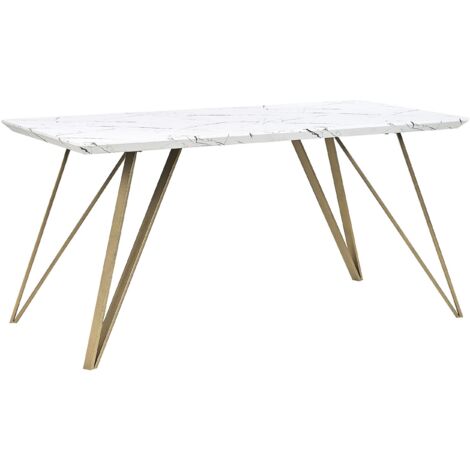 Dining Table MOLDEN Marble/ Gold 150 cm 80 cm