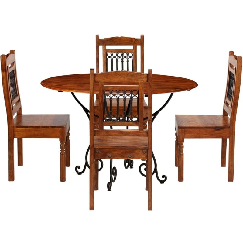 Dining Table Set 5 Pieces Solid Acacia Wood Vidaxl