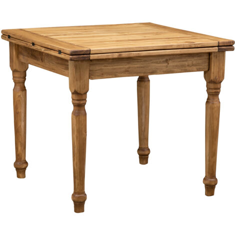 Dining table Solid wood table Square Extendable table 90x90 cm Space-saving Kitchen table Made in Italy Colour walnut