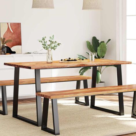Dining Table with Live Edge 160x80x75 cm Solid Wood Acacia vidaXL