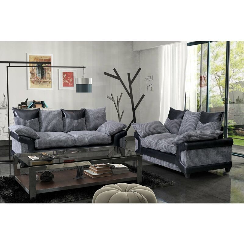 Dino Jumbo Cord Fabric 3+2 Sofa Set in Grey