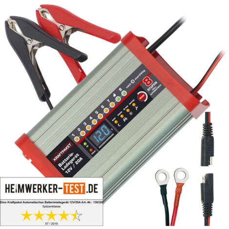 Dino KRAFTPAKET KFZ Batterieladegerät 20A-12V mit Camping-, Nacht-und Memory-Speicher 136320 Automa