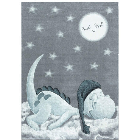 DINO - Tapis Enfant - Bleu (80x150cm)