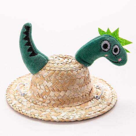 (dinosaure)chapeau De Soleil En Paille Pour Petit Animal De Compagnie, Joli Chapeau De Costume Pour Chiens, Chiots, Mini Chapeau De Protection Con