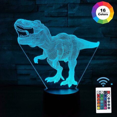 Acryl Dinosaurier Lampe – Triceratops Dinosaurier Nachtlicht Fernbedienung & Schalter LED 3D Lampe Dinosaurier 7 Farben Jurassic Park Lampe fürs Kinderzimmer & Dinosaurier Geschenk
