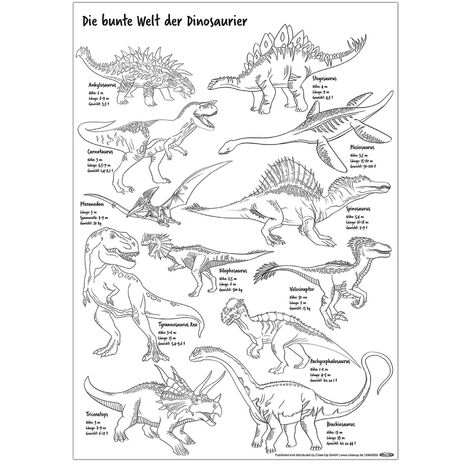 Dinosaurier Poster Din A3 zum Ausmalen, 120 gr. offset Papier