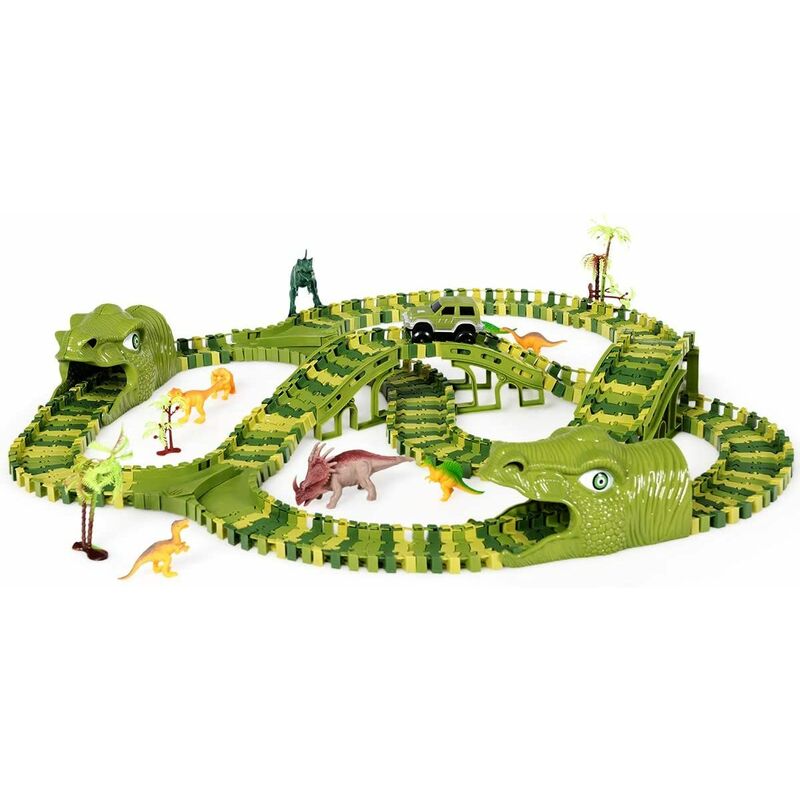 

Costway - Dinosaur Race Track Set con 240 Piezas Circuito Dinosaurio Coche Pista de Carrera de Coche Juguete con 8 Dinosaurios y 1 Coche para Niños