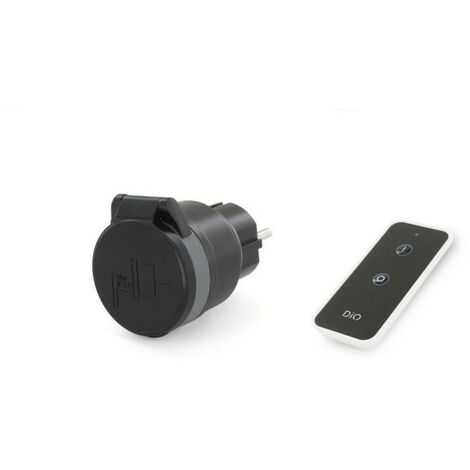 DIO CONNECTED HOME Prise nano extérieure IP44 - 3500W + télécommande - Noir et Gris - DiO