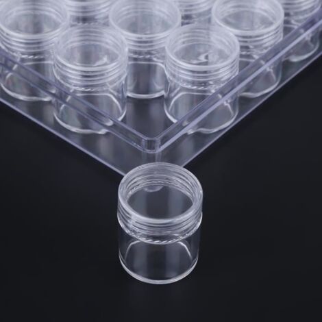 Dioche petits contenants ronds 30 pièces en plastique transparent stockage de perles de bijoux petits pots ronds avec boîte