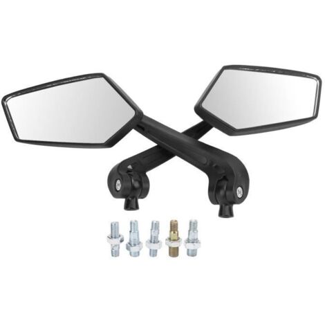 Dioche Rétroviseur de moto Paire rétroviseur moto noir HD rotatif pour filetage 8mm 10mm Scooter ATV