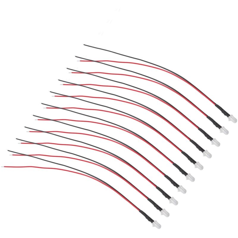 Diodes Lumineuses, Diodes Lumineuses Bricolage Pré-câblées 5-12V 5mm Largement Applicables pour l'ingénierie électronique Angle de Lumière de 120