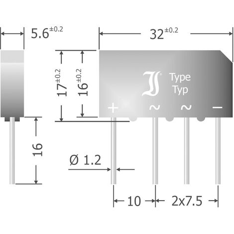 Diotec B500C5000-3300A Brückengleichrichter SIL-4 1000 V 5 A Einphasig