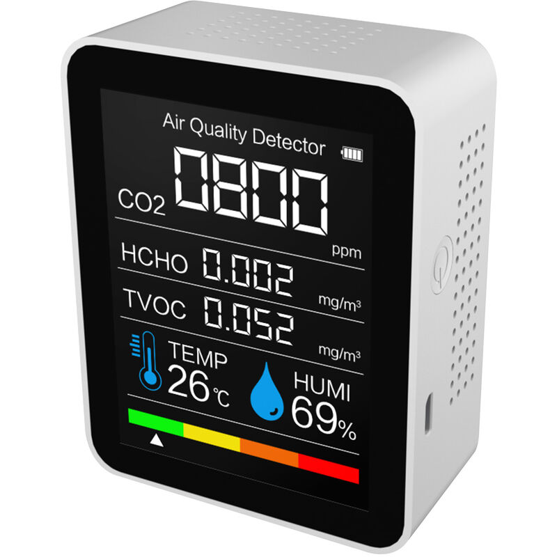 

Dioxido de Carbono Detector de Temperatura / Humedad de Calidad del Aire monitor digital de CO2 Medidor de formaldehido detector de aire Analizador