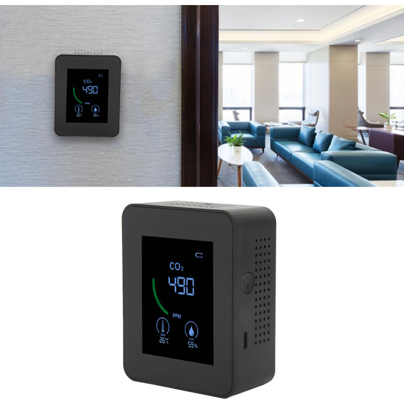 Debuns - Dioxyde de carbone Détecteur de dioxyde de carbone, capteur tvoc à chargement usb, moniteur de qualité de l'air à semi-conducteur avec test