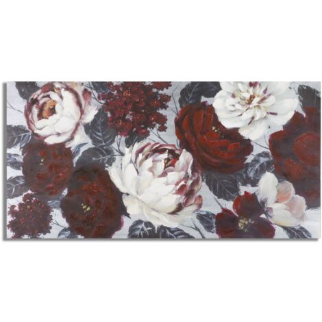 Dipinto su Tela Bianco/Red Flower Darkback 120x3,7x60 cm in Legno di Pino e Canvas Multicolor